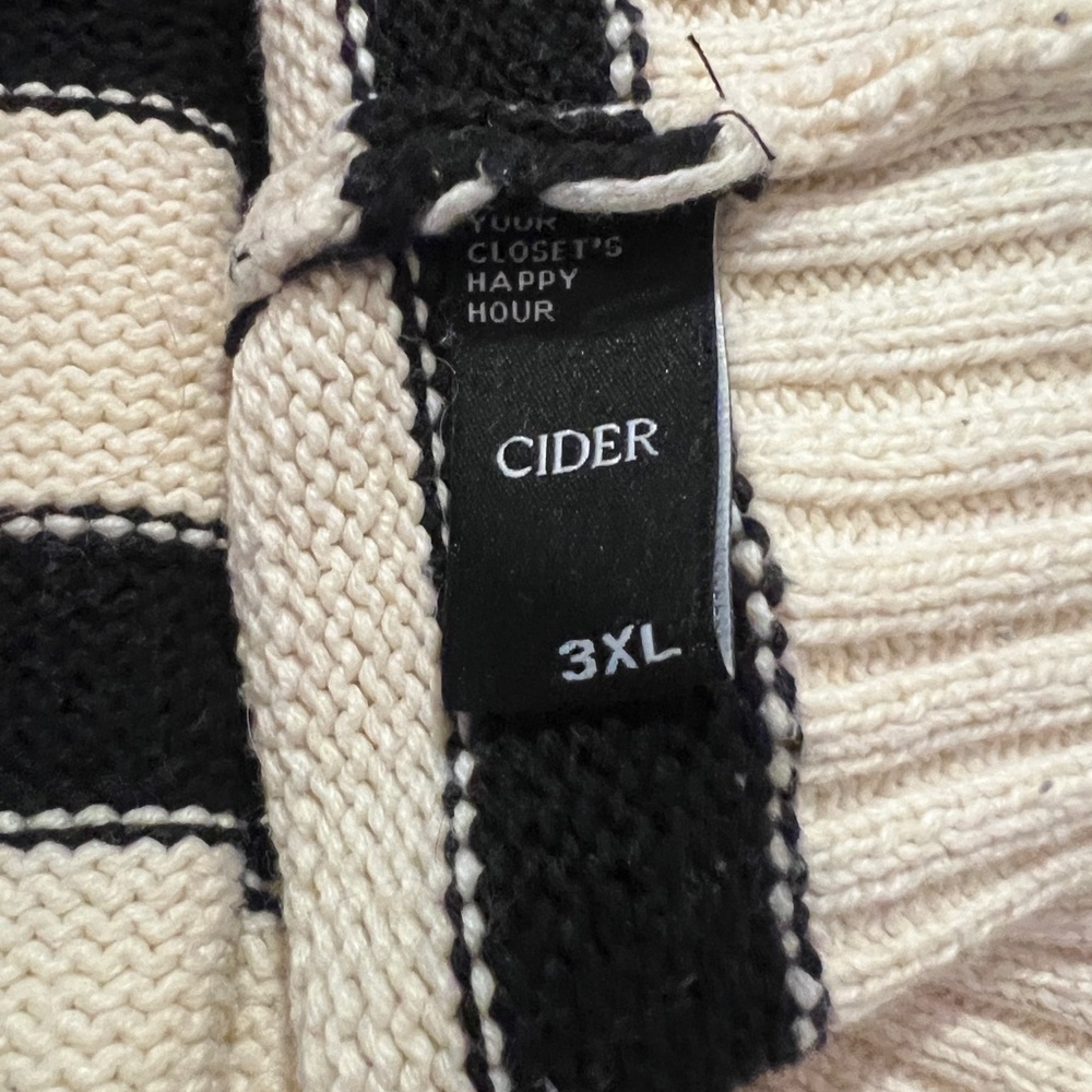 Cider Black and Cream Striped V-Neck Sweater - Picture 4 of 5